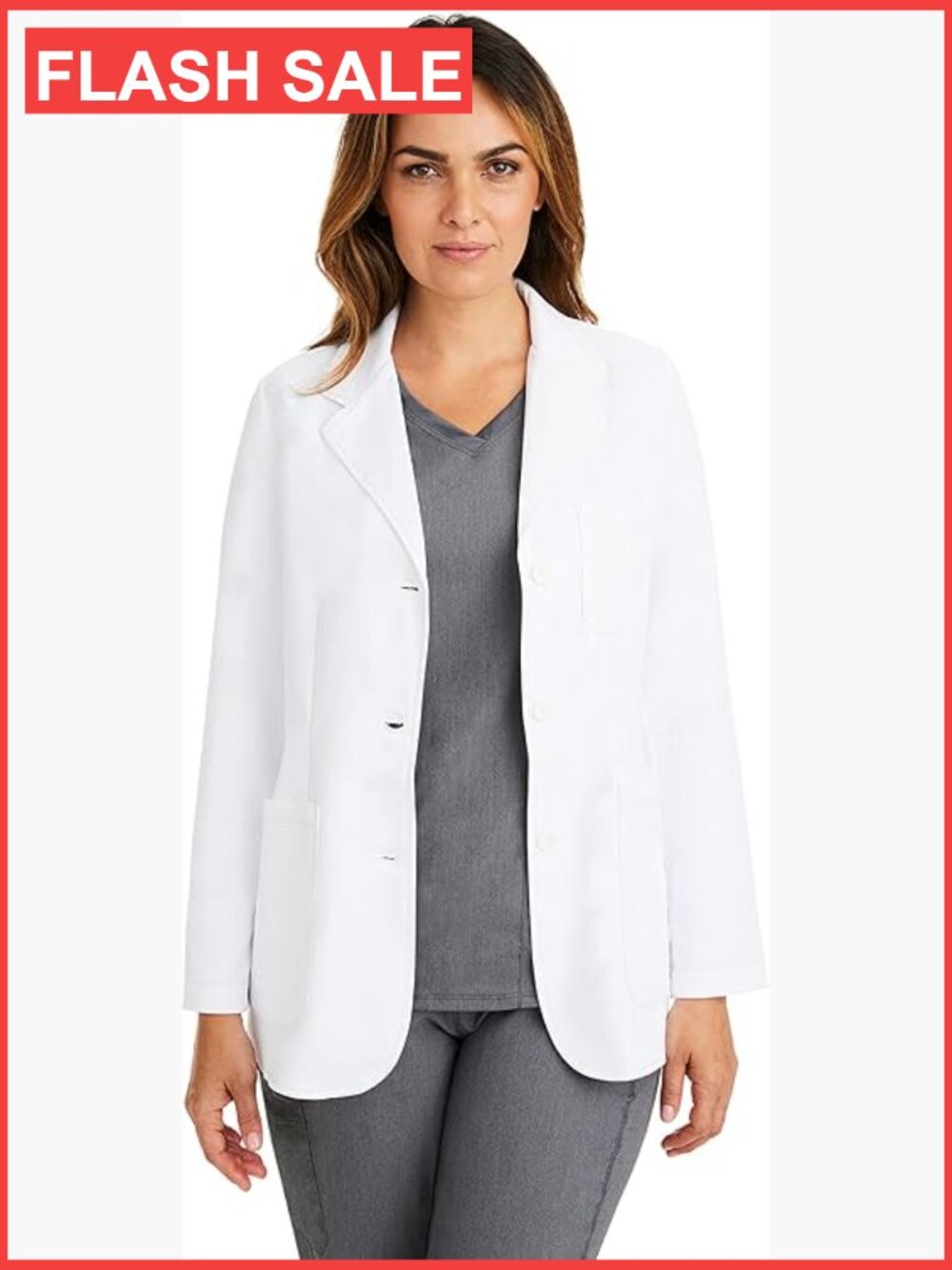 Women's Lab Coat with 4 Pockets, Moisture Wicking & 2-Way Stretch